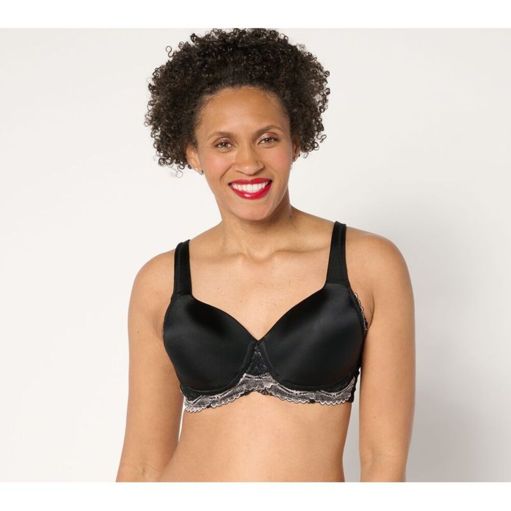 Breezies Women's Bra Sz 40C -T Lace Shimmer Lightly Padded Wirefree Black